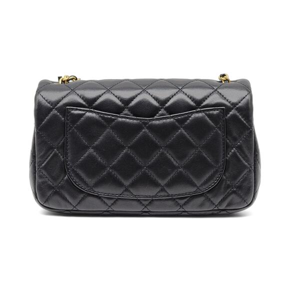 Chanel Quilted Lambskin Leather Pearl Crush Mini Flap Bag in Black - Picture 4 of 14